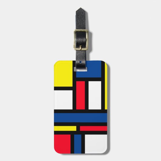 Groovy Kleurrijke Moderne Mondriaan Stijl Abstract Bagagelabel (Voorkant verticaal)