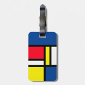 Groovy Kleurrijke Moderne Mondriaan Stijl Abstract Bagagelabel (Achterkant verticaal)