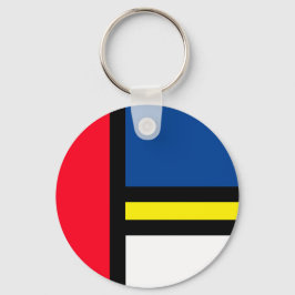 Groovy Kleurrijke Moderne Mondriaan Stijl Abstract Sleutelhanger