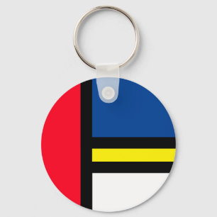 Groovy Kleurrijke Moderne Mondriaan Stijl Abstract Sleutelhanger