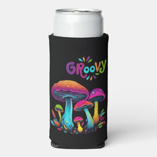 Groovy kleurrijke psychedelische paddenstoelen (Seltzer Voorkant)