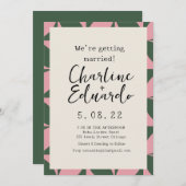 Groovy Kleurrijke Retro 70s Trouwfeest Handletteri Kaart (Voorkant / Achterkant)