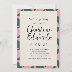 Groovy Kleurrijke Retro 70s Trouwfeest Handletteri Kaart