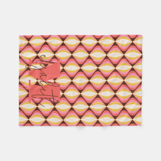 Groovy Kleurrijke Retro Fleece Deken (Voorkant (Horizontaal))