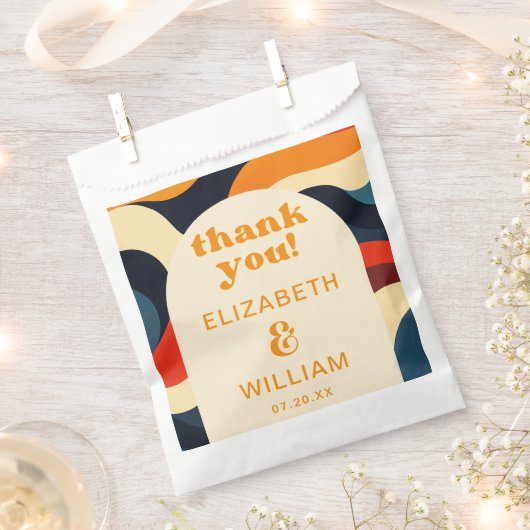 Groovy Kleurrijke Retro Wavy Boho bruiloft Dank u Bedankzakje (Geknipt)