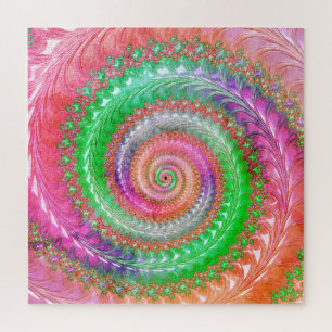 Groovy Kleurrijke Spiral Digitale Abstracte Fracta Legpuzzel