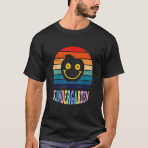 Groovy Kleuter Vibes Retro Gezicht Leraren Rug T-shirt