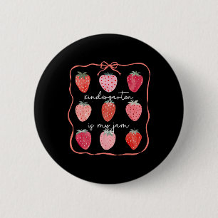 Groovy Kleuterschool Is Mijn Jam Strawberry Kinder Ronde Button 5,7 Cm