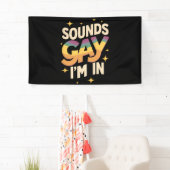 Groovy klinkt homo ik ben in LGBT Rainbow Pride Spandoek (Insitu)