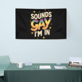 Groovy klinkt homo ik ben in LGBT Rainbow Pride Spandoek (Beurs)