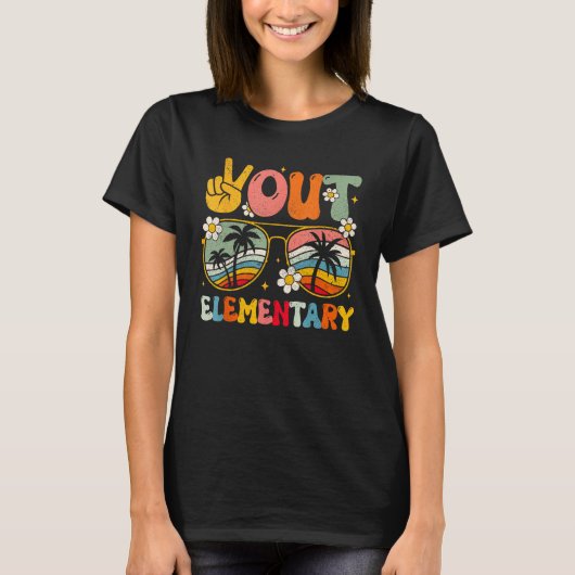 Groovy Last Day of School Peace Out Elementary Tea T-shirt (Voorkant)