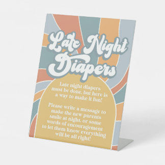 Groovy Late Night Diapers Retro Sunshine Shower Reclamebord Met Voetstuk