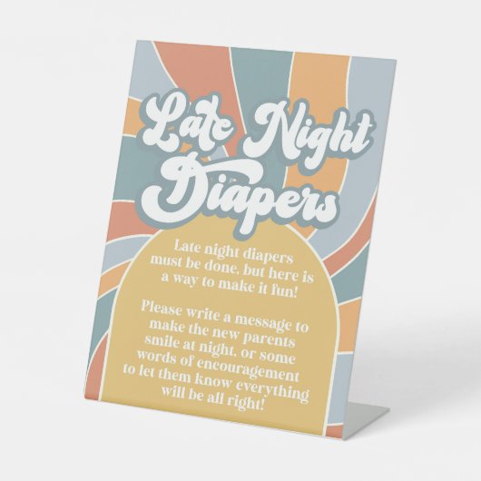 Groovy Late Night Diapers Retro Sunshine Shower Reclamebord Met Voetstuk (Voorkant)