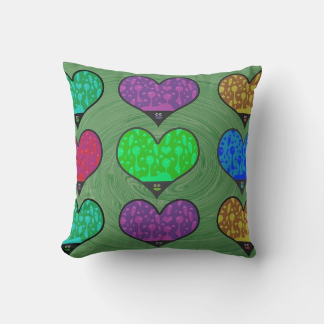 Groovy Lava Hearts Melty Fun Sixties Vibes Kussen (Voorkant)