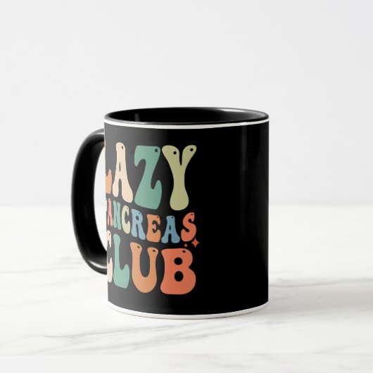 Groovy Lazy Pancreas Club Diabetes Awareness Funny Mok (Voorkant links)