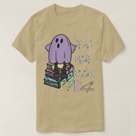 Groovy Lees Verder Boeken Schattige Ghost Boo Funn T-shirt (Design voorkant)