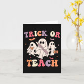 Groovy leraar Halloween Retro Trick of Teach Floor Kaart (Gele Bloem)