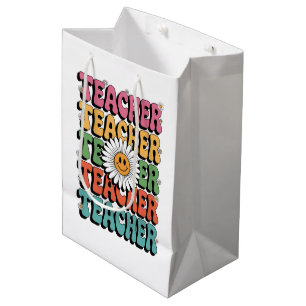 Groovy Leraar Schattig Madeliefje Bloem Retro Teru Medium Cadeauzakje