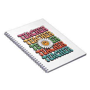 Groovy Leraar Schattig Madeliefje Bloem Retro Teru Notitieboek