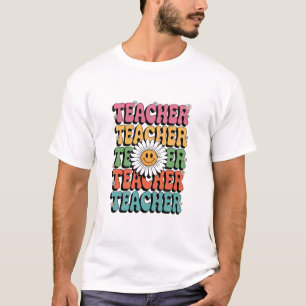 Groovy Leraar Schattig Madeliefje Bloem Retro Teru T-shirt