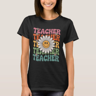 Groovy Leraar Schattig Madeliefje Retro Terug naar T-shirt