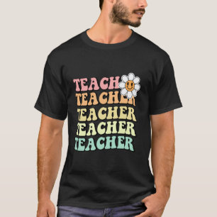 Groovy Leraar Schattig Madeliefje Retro Terug naar T-shirt