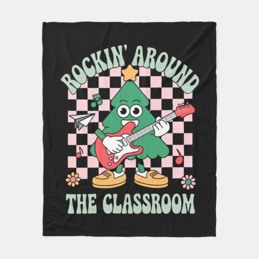 Groovy leraar Xmas Rockin' rond het klaslokaal Fleece Deken (Voorkant)