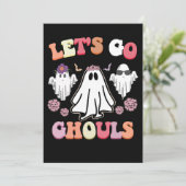 Groovy Let's Go Ghouls Halloween Ghost Retro Kaart (Staand voorkant)