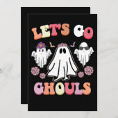 Groovy Let's Go Ghouls Halloween Ghost Retro Kaart (Voorkant / Achterkant)