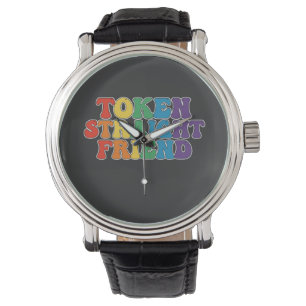 Groovy LGBT Pride Token Straight Friend Horloge