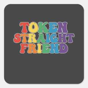 Groovy LGBT Pride Token Straight Friend Vierkante Sticker