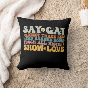Groovy LGBT Zeg Gay Bescherm Trans Kinderen Lees B Kussen