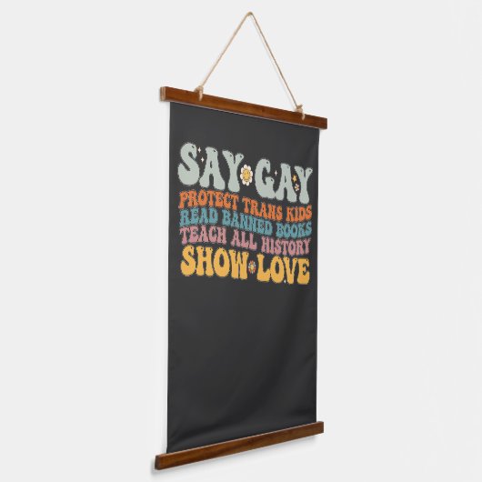 Groovy LGBT zegt dat homoseksuele bescherming bied Hangend Wandkleed (Gebogen)