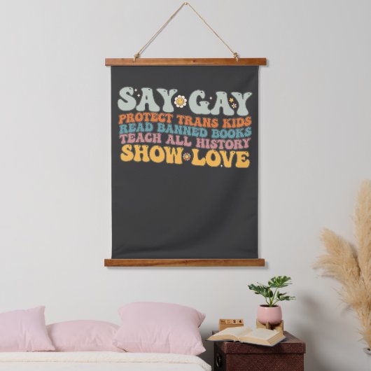 Groovy LGBT zegt dat homoseksuele bescherming bied Hangend Wandkleed (Slaapkamer)