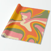 Groovy Liquified Marble Retro 60s Cadeaupapier (Uitgerold)