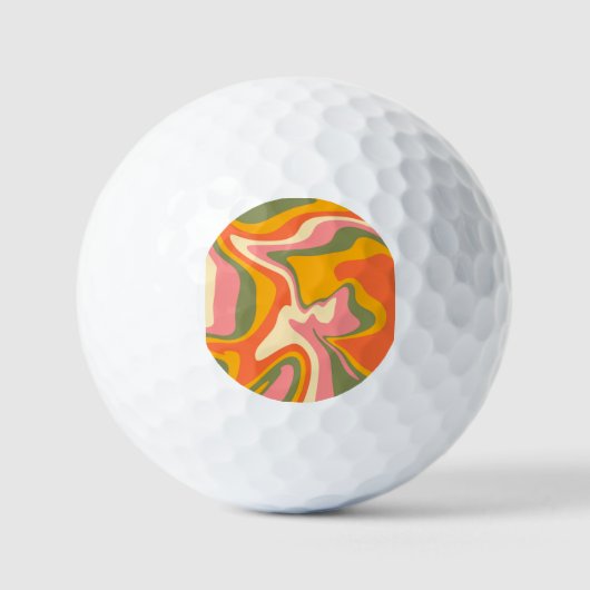 Groovy Liquified Marble Retro 60s  Partij Golfballen (Voorkant)