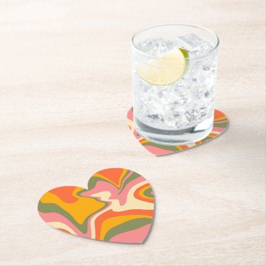 Groovy Liquified Marble Retro 60s Partij Kartonnen Onderzetters (Insitu)