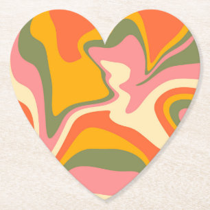 Groovy Liquified Marble Retro 60s Partij Kartonnen Onderzetters