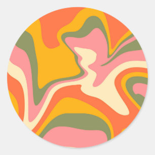 Groovy Liquified Marble Retro 60s Partij Ronde Sticker