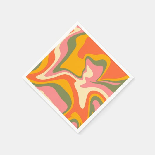 Groovy Liquified Marble Retro 60s Partij Servet (Hoek)