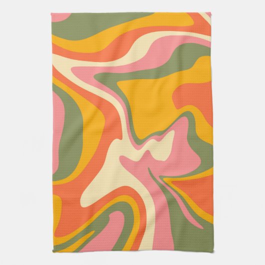 Groovy Liquified Marble Retro 60s Partij Theedoek (Verticaal)