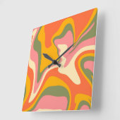 Groovy Liquified Marble Retro 60s  Partij Vierkante Klok (Hoek)