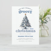Groovy Little Christmas Disco Blauw Kerstfeest Kaart (Staand voorkant)
