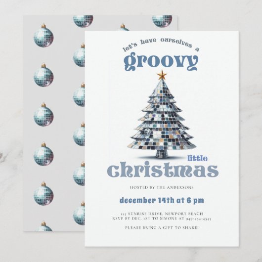 Groovy Little Christmas Disco Blauw Kerstfeest Kaart (Voorkant / Achterkant)