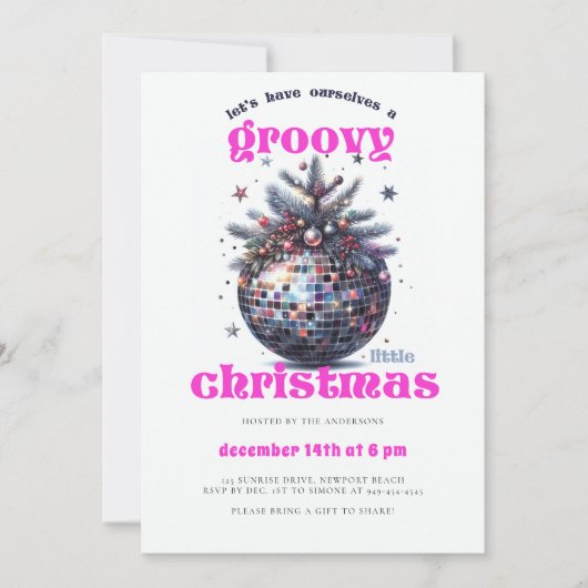 Groovy Little Christmas Disco Roze Kerstfeest Kaart (Voorkant)