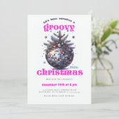 Groovy Little Christmas Disco Roze Kerstfeest Kaart (Staand voorkant)