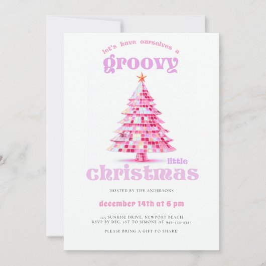 Groovy Little Christmas Pink Disco Christmas Party Kaart (Voorkant)