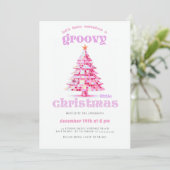 Groovy Little Christmas Pink Disco Christmas Party Kaart (Staand voorkant)