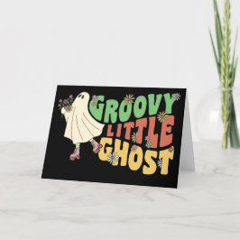 Groovy Little Ghost met Flowers Halloween Feestdagen Kaart