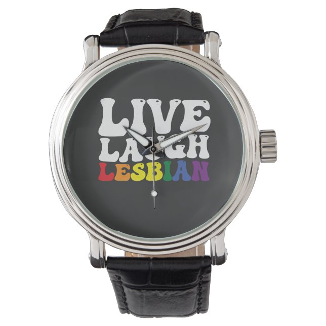 Groovy Live Lach Lesbische LGBT Pride Horloge (Voorkant)